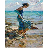Canvas Denizdeki Ayaklar Sayılarla Boyama Seti  Kasnaklı 40 x 50 cm