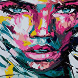 Canvas Renkli Yüzler Sayılarla Boyama  Seti  Kasnaklı 40 x 50 cm