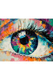 Canvas Renkli Göz Sayılarla Boyama Seti   Kasnaklı 40 x 50 cm