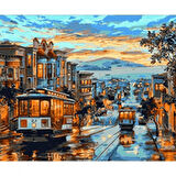 Canvas Tramvay Sayılarla Boyama Seti  Kasnaklı 40 x 50 cm