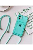 Iphone 11 Şeffaf Kartlıklı Boyun Askılı Ipli Kılıf