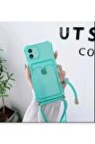 Iphone 11 Şeffaf Kartlıklı Boyun Askılı Ipli Kılıf