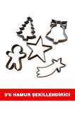 Yılbaşı Temalı Hamur Kalıbı Seti – 5'li Plastik Kurabiye Kalıbı |