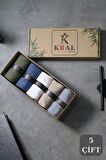 Bambu Erkek Çorap Klasik Soket Düz Uzun Yazlık Dikişsiz 5'li Kutulu Premium Set