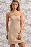 Mikropolyamid Kumaşlı Askıları Çıkabilen Straplez Kısa Elbise Altı Kombinezon