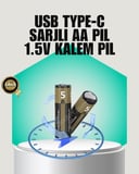 1.5v Aa Şarjlı Lityum Pil | 1000+ Kez Şarj Edilebilir | Hızlı Type-c Şarj (2 Adet)
