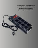 Isıya Dayanıklı Termal Akım Korumalı 8'li Priz Ve 3 Usb Girişli Uzatma Kablosu
