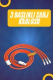 120w Silikon Metal Uçlu Led Işıklı 3 In1 Şarj Kablosu 1.2m