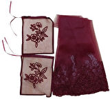Gelin Eşarbı Bordo Fiyonklu