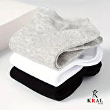 KRAL SOCKS Kadın - Erkek (10 ÇİFT ) Düz Desen Ekonomik Bilek Boy Patik Çorap