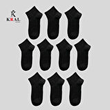 KRAL SOCKS Kadın - Erkek (10 ÇİFT ) Düz Desen Ekonomik Bilek Boy Patik Çorap