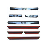 C3 Kapı Eşiği 2002-2008 New Krom Kapı Eşiği 4 Parça Paslanmaz Çelik