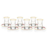 Mercan Kırmızı 18 Parça Çay + Mırra Set Hediye Kutulu