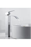 Krom Çanak Lavabo Bataryası Oval Havza Model Uzun/yüksek Gümüş Gri Lavabo Musluğu Çift Girişli