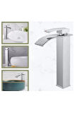 Krom Çanak Lavabo Bataryası Oval Havza Model Uzun/yüksek Gümüş Gri Lavabo Musluğu Çift Girişli