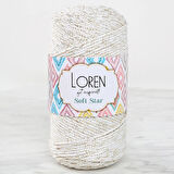 Loren Soft Star Makrome İpi Sarı Simli Krem Rm103