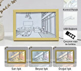 Leyloş Işıklı Retro Tablo
