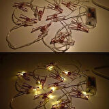 Buffer® Bakır Renkli Led Işıklı Fotoğraf Asma Işık Süsleme Mandalları