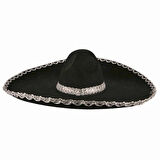 Leyloş Sombrero Meksika Şapkası Gümüş Şeritli Yetişkin Boy