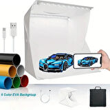 Buffer® Katlanır Işıklı Fotoğraf Stüdyosu 40x40 Cm 6 Renk Fonlu Ürün Çekimi İçin Uygun Fotoğraf Çekim Kutusu