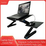  TechTic Çok Fonksiyonlu Katlanabilir Leptop Standı Mouse Pad+Çift Fan Soğutucu+Notebook Laptop Sehpası 