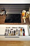 15'li Modüler Kaşıklık Organizer Çekmece Içi Şeffaf Düzenleyici Drawer Tahta Kaşık Kepçe Organizer