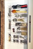 15'li Modüler Kaşıklık Organizer Çekmece Içi Şeffaf Düzenleyici Drawer Tahta Kaşık Kepçe Organizer