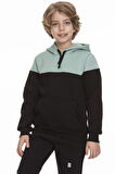 İçi Polarlı Kapüşonlu Cepli Unisex Çocuk Sweatshirt Çağla