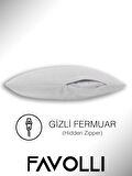 FAVOLLİ Kadife Dokulu Beyaz Rebnk Kırlent Kılıfı Dream Serisi Punch Için Uygun Gizli Fermuar