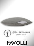 FAVOLLİ Kadife Dokulu Açık Gri Kırlent Kılıfı Dream Serisi Punch İçin Uygun Gizli Fermuar