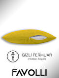 FAVOLLİ Kadife Dokulu Hint Sarısı Kırlent Kılıfı Dream Serisi Punch Için Uygun Gizli Fermuar