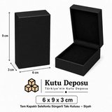 6x9x3 cm Tam Kapaklı Selefonlu Süngerli Takı Kutusu - Siyah (DEMONTE) (50 ADET)
