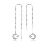 925 Ayar Gümüş Zincirli Ay Yıldız Küpe