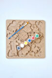 Çocuklar İçin Zeka ve Beceri Geliştiren Safari Ahşap Boyama Puzzle Seti