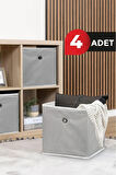 (4 ADET) ALAS Raf Organizer Kutu Seti (30*30*30 cm) Yeni Sezon Nano Teknoloji Su Geçirmez Kumaş Gri