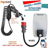 Mobil 220V+Mobil 3800V Elektrikli Araç Şarj Cihazı - Volti Go 3kW 13A Ev Tipi Prizle Her Yerde Şarj İmkanı- Powerşarj Mobil App Üzeri Ayarlanabilir 22kW, 16kW, 11kW, 7,4kW, 5kW, 3,4kW ile Yüksek Hızlı Şarj