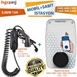 Mobil 3,0kW+ Sabit 22kW, 16kW, 11 kW, 7,4 kW, 5kW, 3,4kW seçenekleriyle  tüm araç ve modellere güvenli, akıllı şarj çözümleri sunar. Ev Tipi Fişi ile mobil cihazınız ile yolda kalmazsınız.