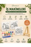İş Makineleri Mini Şövaleli 3'lü Boyanabilir Kanvas Tuval Seti 20x20 12 Renk Boya