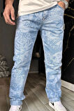 Erkek Mixxed Patern Baggy Jeans