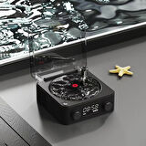 Retro Tasarımlı Mini Plak Çalar Bluetooth Hoparlör - LED Işıklı, Şarjlı, Taşınabilir, BT-SD-AUX