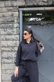 Tensel Kumaş Gömlekli Takım — Siyah