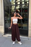 Sandy Kumaş Bağcıklı Şalvar