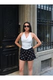 Poplin Kumaş Puantiye Desenli Şort