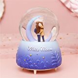 White Moon Büyük Boy Püskürtmeli Işıklı Müzikli Kar Küresi