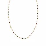 Altın Rengarenk Yuvarlak 3 mm Renkli Taşlı Kolye
