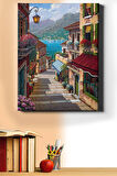 En Güzel Sokak Sayılarla Boyama Seti Kasnaklı 40x50 Cm