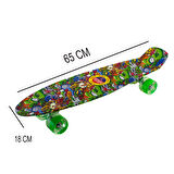 Kaykay 65 cm 4 Tekerlekli Işıklı Şeffaf Teker Metal Bağlantı