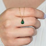 Peridot Damla Taşlı Gümüş Kolye GM11