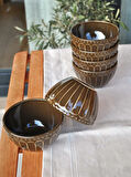 6 Adet Yuvarlak Çorba Kasesi Takımı - Çerezlik - Kase Stoneware 12 cm