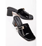 Ziva Siyah Rugan Topuklu Terlik